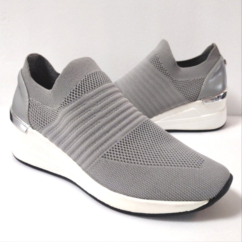 Steve Madden Women's Mykala Slip-On Wedge Fly Knit Platform Sneakers Grey Size 9